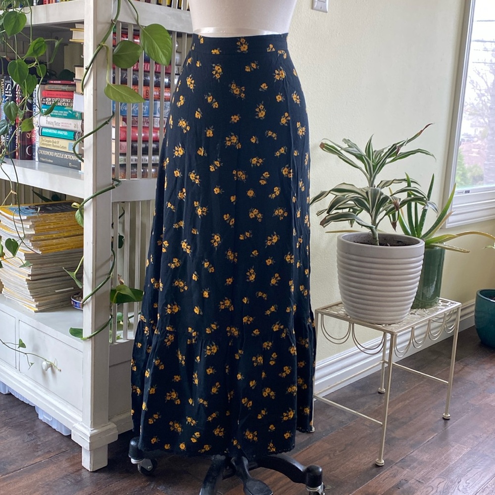Black Floral Skirt